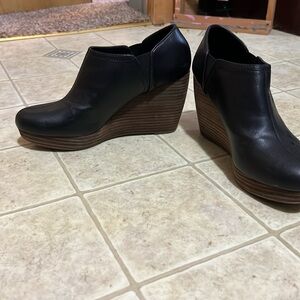 Black wedge booties, like new.